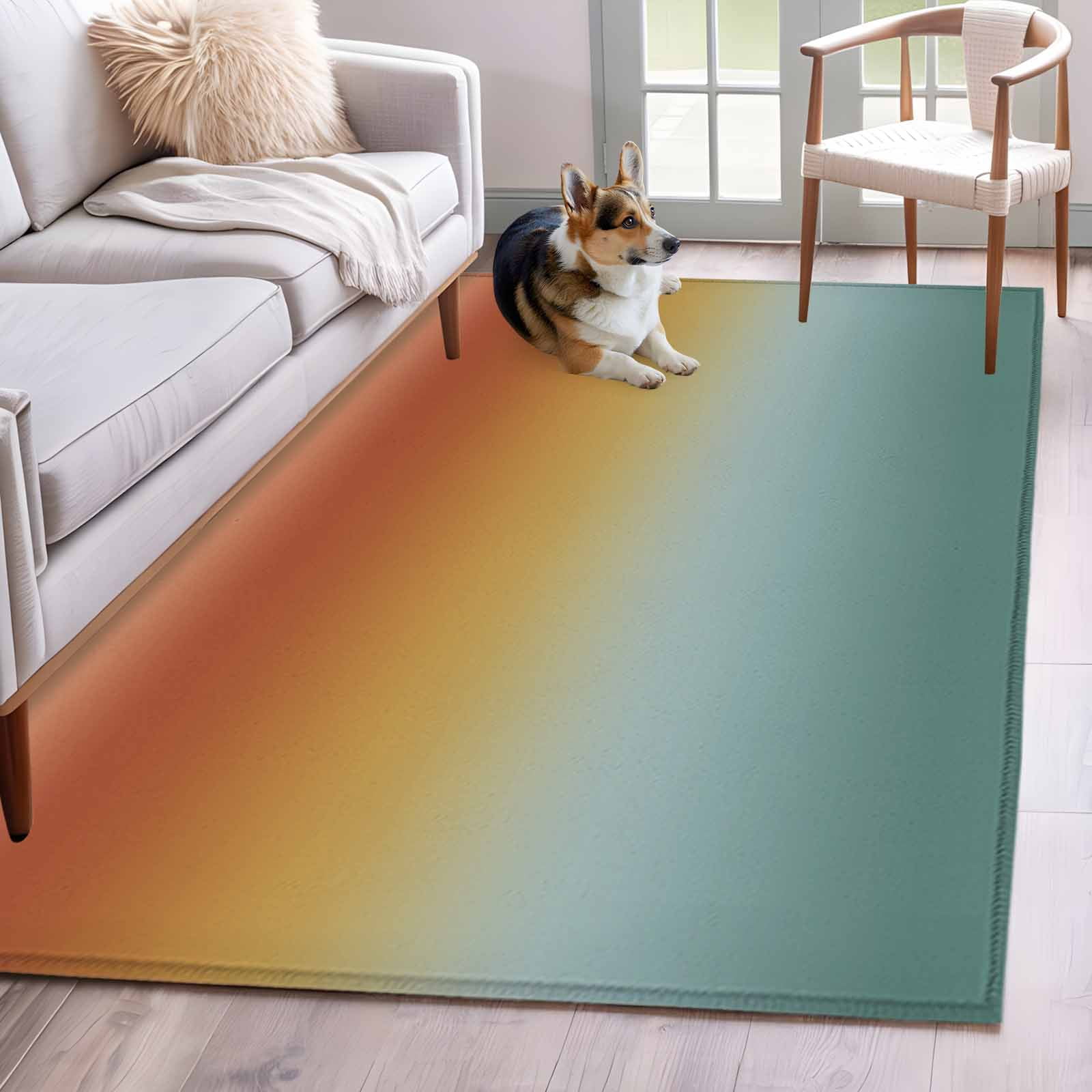 Small Rug For Chair Bohemian Gradient Green 2.7x5 Rug for Office Desk Chair Area Small ...