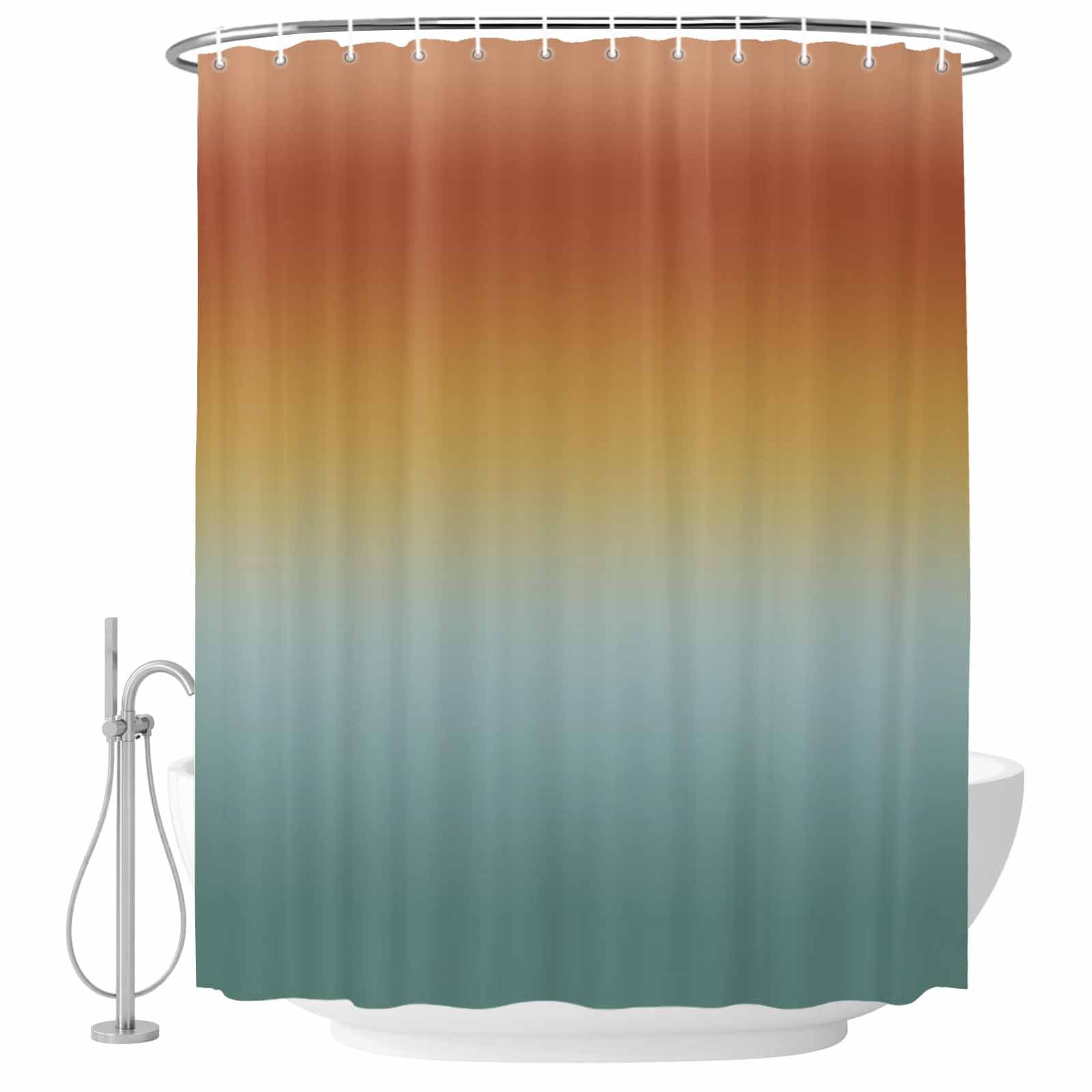 Bohemian Gradient Green Shower Curtain for Bathroom, Modern Minimalist ...