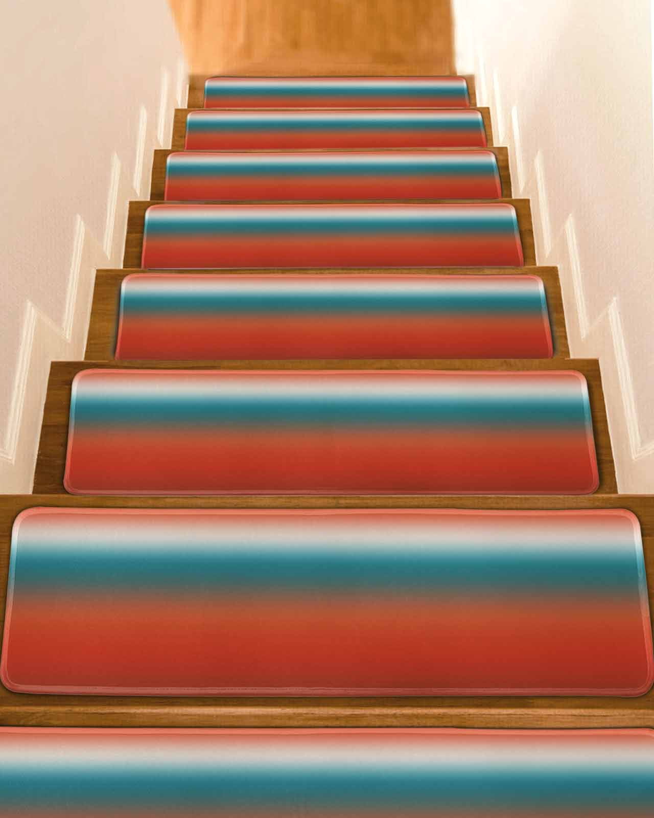 Bohemian Gradient Red Stair Treads Modern Minimalist Red Blue Ocean ...