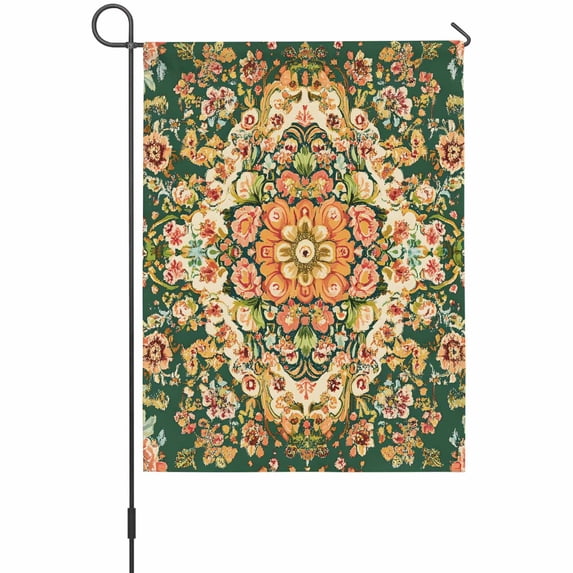 Bohemian Green Floral Pattern Garden Flags For Outdoor, Vintage Boho ...