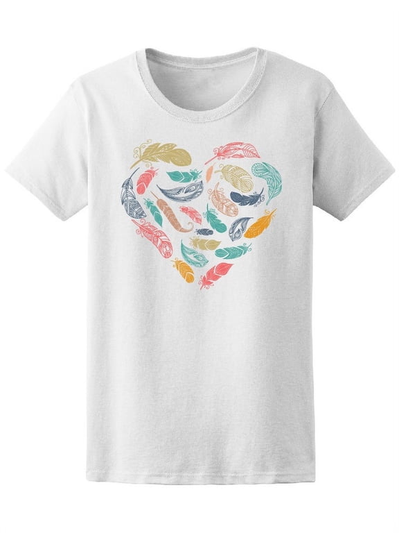 Bohemian Gypsy Feathers In Heart T-Shirt Women -Image by Shutterstock, Female Small