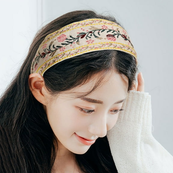 Bohemian Hair Rope Retro Ethnic Style Headband Embroidery with Teeth Design for Women