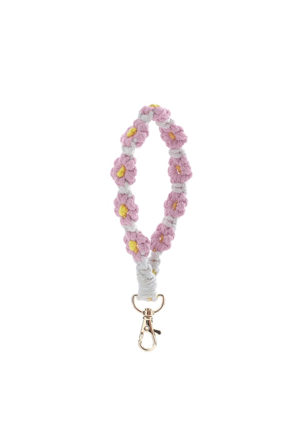Bohemian Hand-woven Flower Keychain Clashing Color Keychain Bracelet Pendant Phone Chain