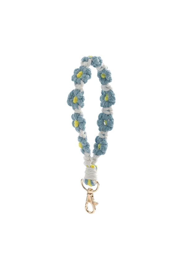 Bohemian Hand-woven Flower Keychain Clashing Color Keychain Bracelet Pendant Phone Chain