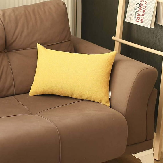 Bohemian Handmade Decorative Throw Pillow Solid Jacquard 12" x 20" Yellow Lumbar Pillowcase for Couch, Bedding