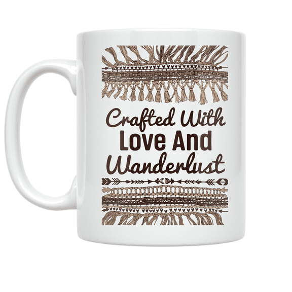 Bohemian Handmade Design with Hearts and Arrows - Boho Enthusiast - 11 oz Ceramic Coffee Mug