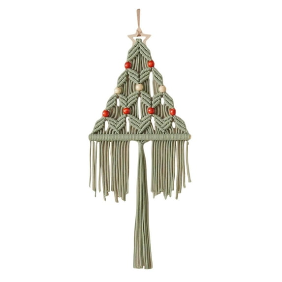 Bohemian Handmade Woven Christmas Tree Tapestry – Decorative Wall Hanging with Tassels for Bedroom & Living Room Holiday Decor