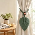 thumbnail image 1 of Bohemian Handwoven Leaf Curtain Tieback Strap, Polyester Tassel Curtain Holder with Bead Buckle for Home Decor Homestay Style, 1 of 6