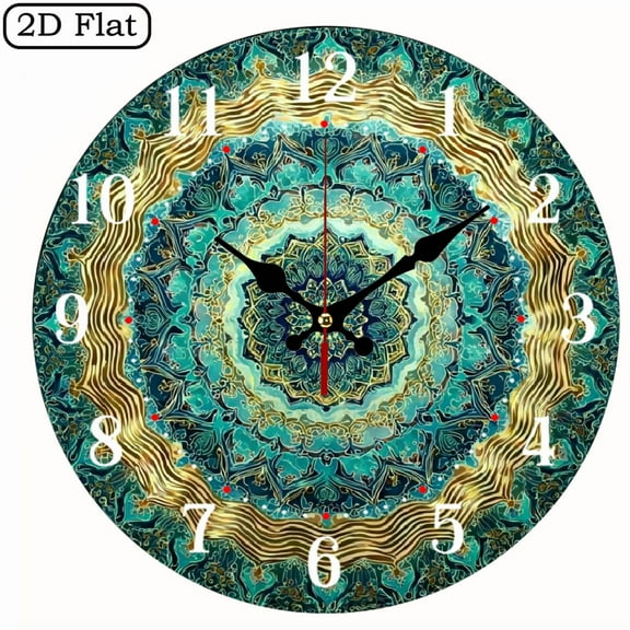 Bohemian Hanging with rotating 2D Flat 1pc 10Inch Design Silent Wall Clock - Wooden, Ideal for Living Room, Kitchen, Office Decor, Perfect Christmas Gift