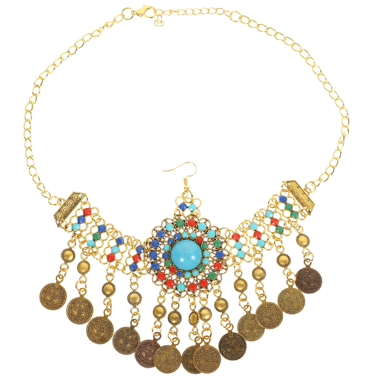 Coin Forehead Chain Bohemian Head Chain Headpiece Forehead Band Beaded Headband with Dangle ...