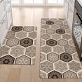 thumbnail image 1 of Bohemian Hexagon Flannel Kitchen Mat with 0.39" Sponge Base, Soft Polyester for Bathroom Hallway Sink Laundry Room, 1 of 11