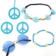 thumbnail image 1 of Bohemian Hippie Carnival Glasses and Peace Symbol Logo Earrings Necklace Wreath Headband suit - style：style 38；, 1 of 6
