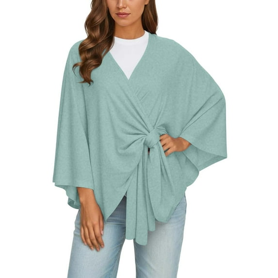 Bohemian Hooded Cape Shawl Solid Color Womens Large Cross Front Poncho Sweater Wrap Topper Knitted Elegant Shawls Cape for Fall Winter,Green