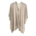 thumbnail image 1 of Bohemian Hooded Cape Shawl Solid Color Womens Large Cross Front Poncho Sweater Wrap Topper Knitted Elegant Shawls Cape for Fall Winter,Khaki, 1 of 3