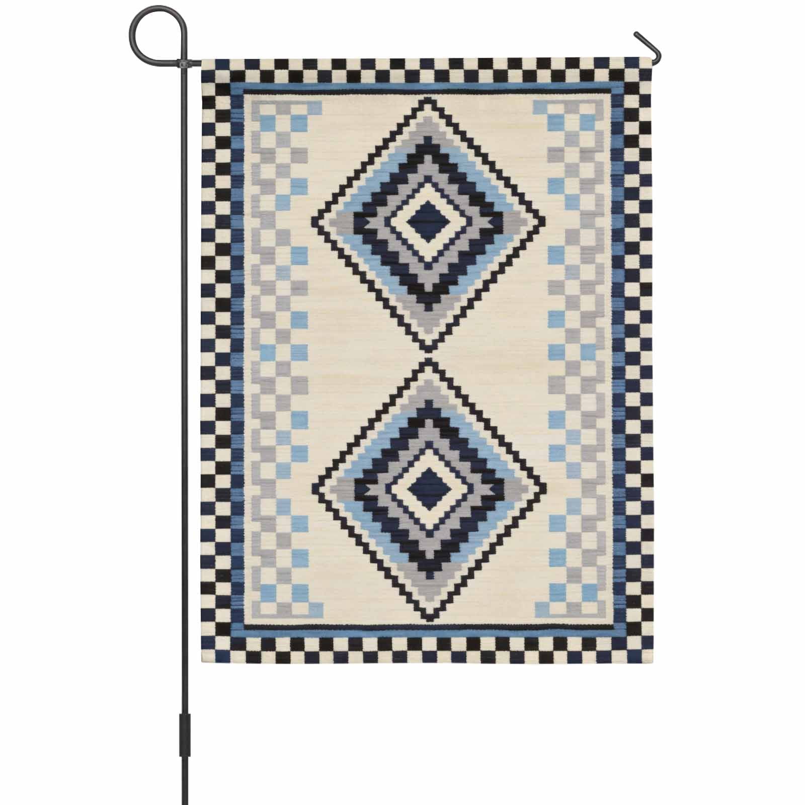 Bohemian House Flag 28 x 40 Inches, Retro Rhombus Tribal Style Blue ...