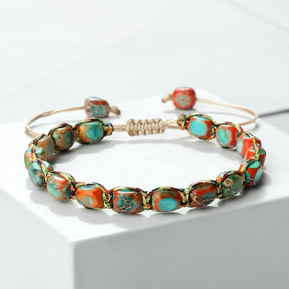 Bohemian Imperial Stone Beaded Bracelet Handmade Braided String Bangles Friendship Jewelry Gift Vintage Design Strand Bracelets