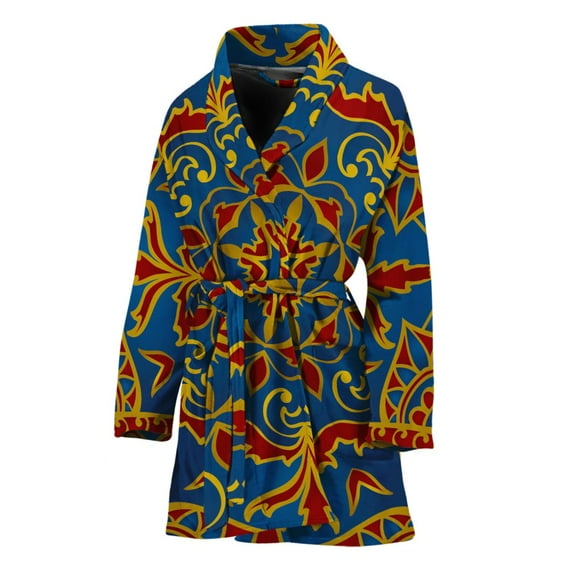Bohemian Indian Mandala Pattern Women Bathrobe One Size Univeral Fits Fashion Lightweight Plush Fleece Long Robe For Women