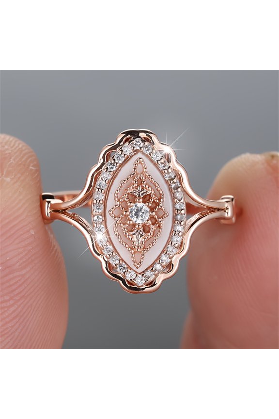 New Bohemian Inlaid Simulated Shell 14K Rose Golden Plated Ring