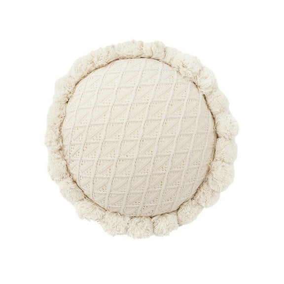 18 Inch Boho Round Throw Pillow, Minor Diameter Deviations Add Character to Decorative Circular Knitted Crochet Design