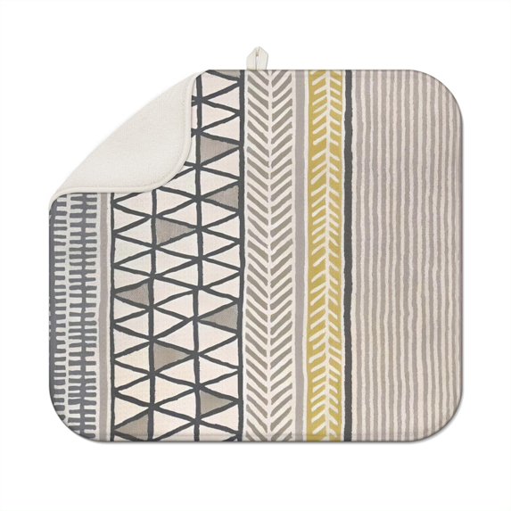 Bohemian Kitchen Dish Drying Pad 16x18 Inch Washable Reusable Microfiber Super Absorbent Dish Drainer Mat for Kitchen and Coffee Bar