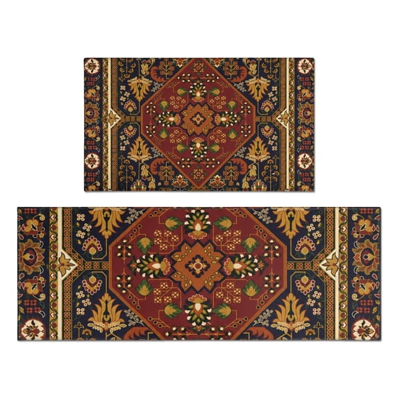 Bohemian Kitchen Rug Runner 47x17 Multi-Use Mat Non-Slip Backing Machine