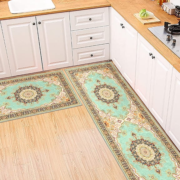 Bohemian Kitchen Rugs Set of 2 Kitchen Runner Rug 63 * 19.7/31.5 * 19.7in Kitchen Mats and Rugs for Floor, Living Room, Laundry,Bathroom, Bedroom, Sink, Front Door, Entrance