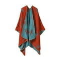 thumbnail image 1 of Bohemian Knit Poncho Shawl, Ethnic Print Cape for Women Travel Photography,160*135cm,14, 1 of 54