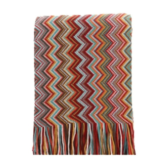 Bohemian Knit Sofa Blanket Cover - Decorative Acrylic Throw Blanket for Office Nap Air Conditioner Sofa Bed Cover 70.87x50in(Red)