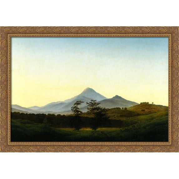 Bohemian Landscape 40x28 Large Gold Ornate Wood Framed Canvas Art by Caspar David Friedrich