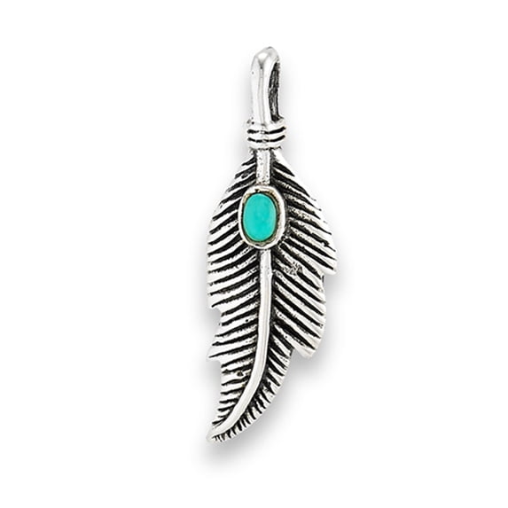 Bohemian Leaf Pendant Simulated Turquoise .925 Sterling Silver Festival Charm Jewelry Female Unisex