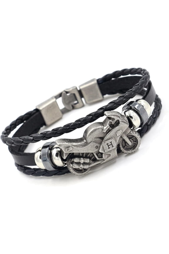 Bohemian Leather Bracelets for Men and Women Vintage Punk Alloy Butterfly Key Adjustable Beaded Wrap Multilayer Braided Cuff Bangles Wristband Wrist Decor Bracelet