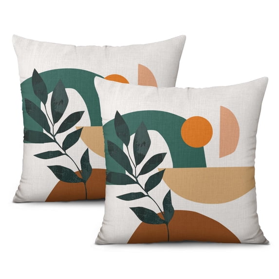Bohemian Leaves Pillow Covers Inserts & Covers,Soft Pillow Cas Covers,linen Pillowcases Double-sided Printing for Sofa Couch Outdoor Decor,Decorative Set Of 2,16x16 Inches