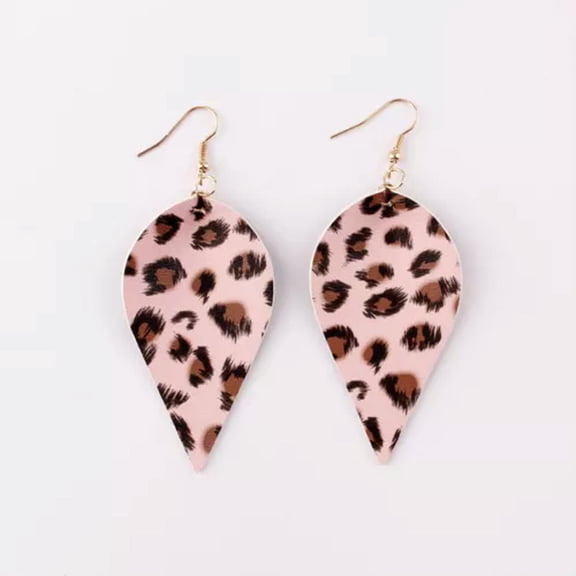 Bohemian Leopard Print Leaf Faux Leather Drop Earrings for Women Fashion Jewelry
