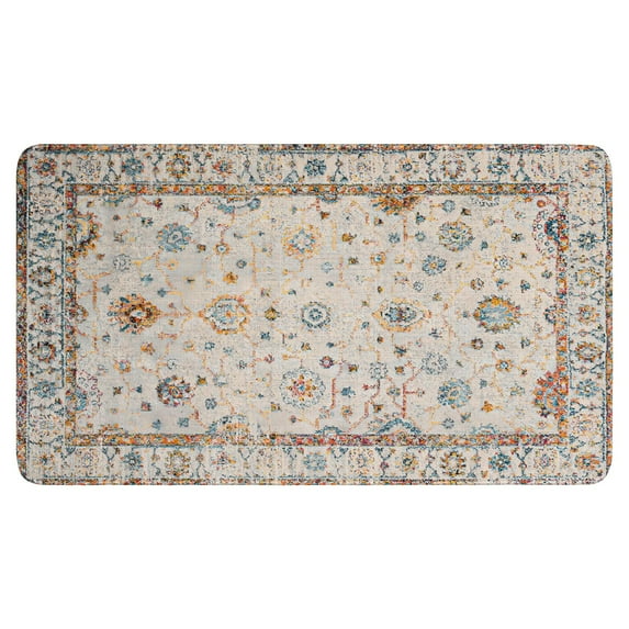 Bohemian Light Blue Carpet Pattern Linen National Design Farmhouse Door Mat 30 X 17 Inch Welcome Doormat Indoor Outdoor Entrance Floor Mat Non Slip Spring Summer Decor Rubber Mats
