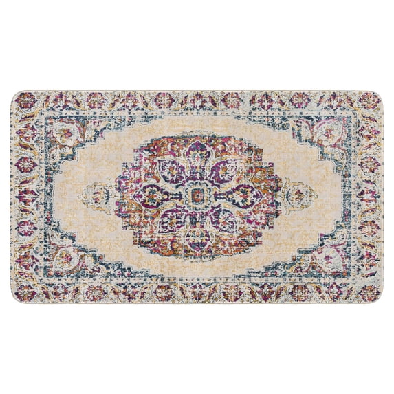 Bohemian Light Blue Carpet Pattern Linen National Design Farmhouse Door Mat 30 X 17 Inch Welcome Doormat Indoor Outdoor Entrance Floor Mat Non Slip Spring Summer Decor Rubber Mats