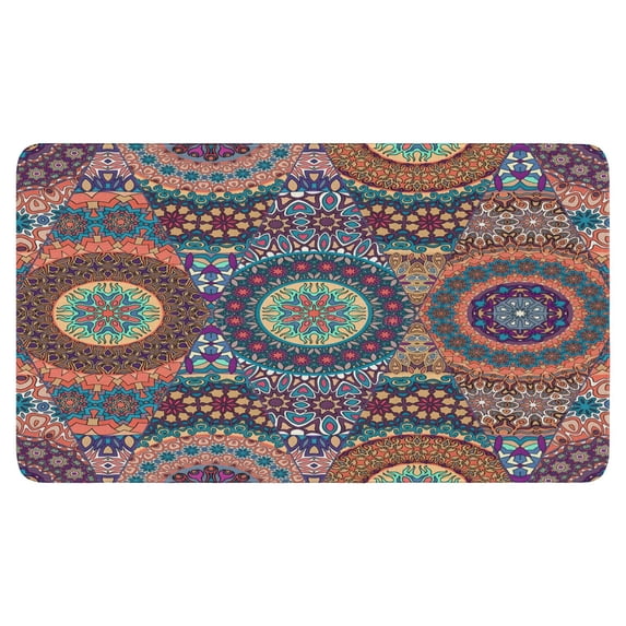 Bohemian Light Circular Design (6) Door Mat Welcome Door Mat for Front Door, Home Entrance, Yard, Floor, Patio, Non Slip Spring Summer Welcome Mat Indoor Outdoor Doormat 30"*17"