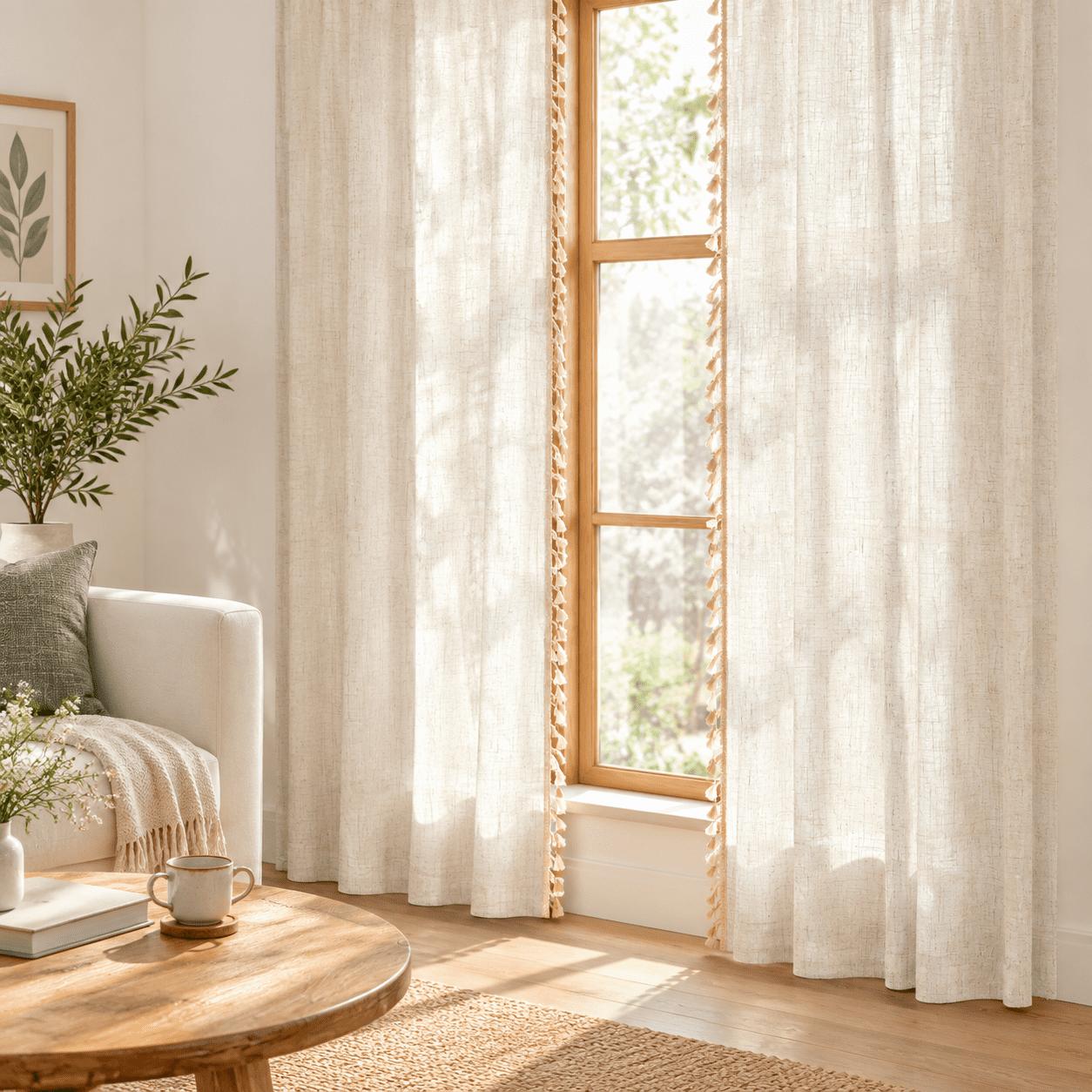 Bohemian Linen Sheerrame Curta72 Inch Length Tab Country Farmhouse ...