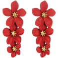 thumbnail image 1 of Bohemian Long Double Daisy Flower Drop Dangle Earrings Matte Floral Petal Layered Tiered for Women Summer Wedding Jewelry, 1 of 10