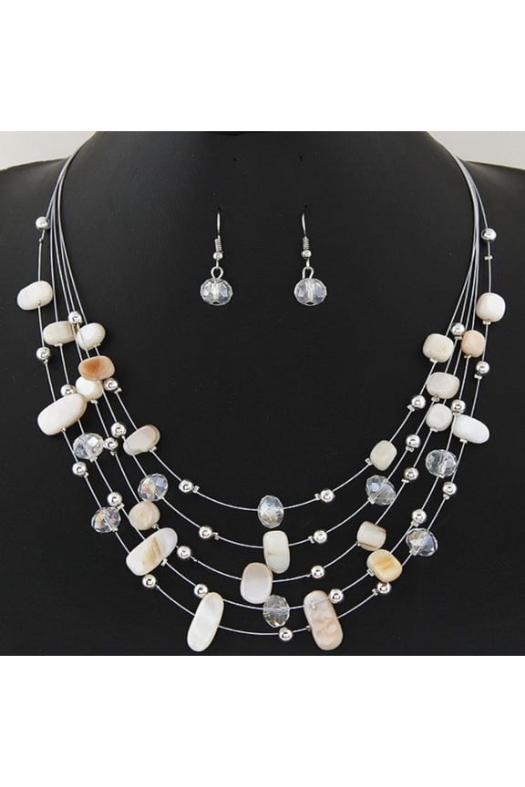 Bohemian Long Necklace Multilayer Crystal Shell Pendant Ethnic Style Jewelry Layered Fashion Accessory for Women