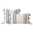 thumbnail image 1 of Bohemian Lumbar Pillow Cover - Textured Striped Decorative Throw with Tassels for Sofa, Couch & Bed, 1 of 6