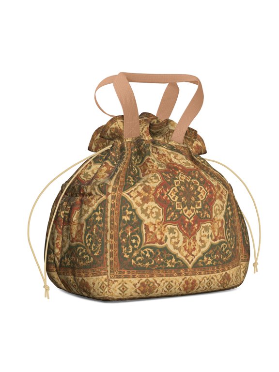 Bohemian Lunch Bag Drawstring Polyester Reusable Cinch Sack Travel Work School