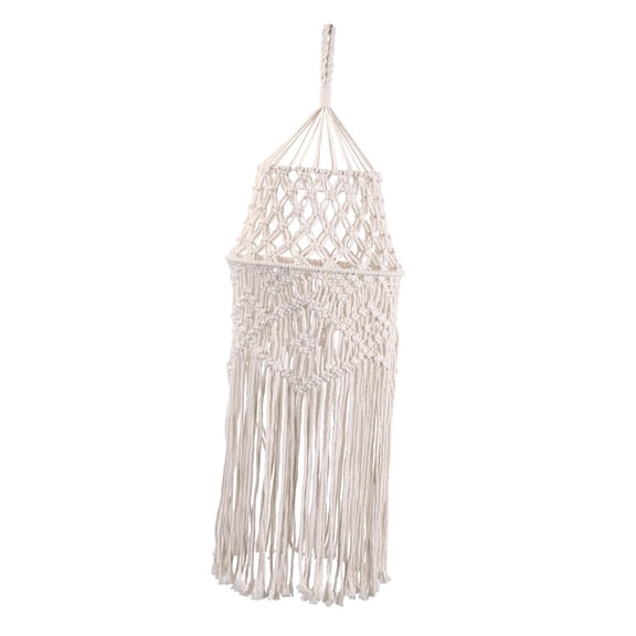 Bohemian Macrame Lamp Shade, Wall Tapestry Creative Hanging Ceiling Pendant Lampshade Light Cover for Living Room Cafe Wedding Home Office