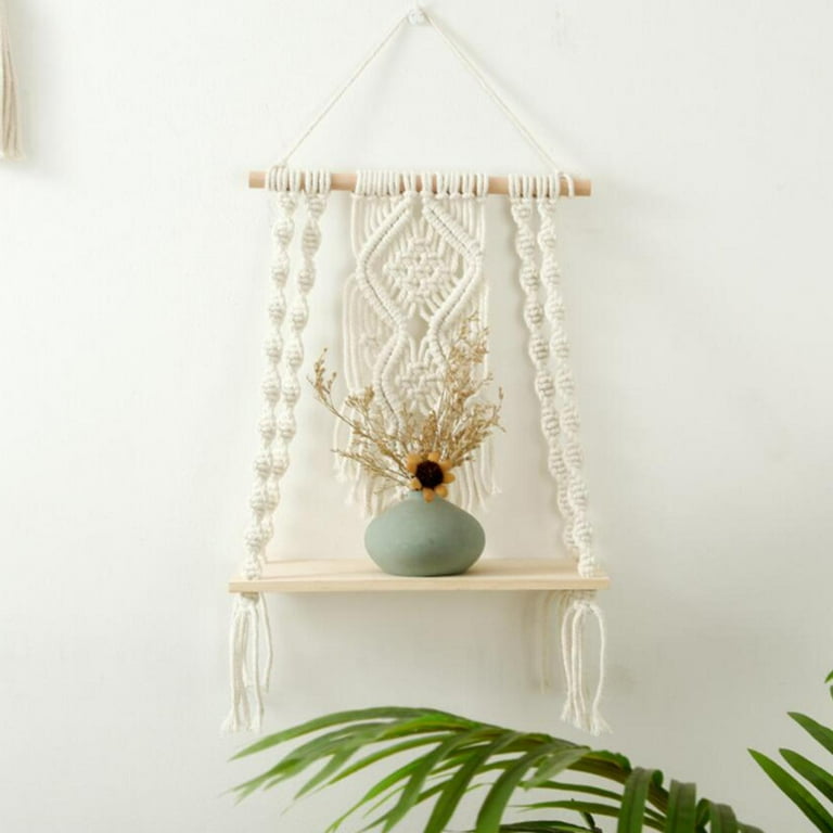 Macrame Wall Hanging Floating Shelf Tapestry Hanger Boho Rack