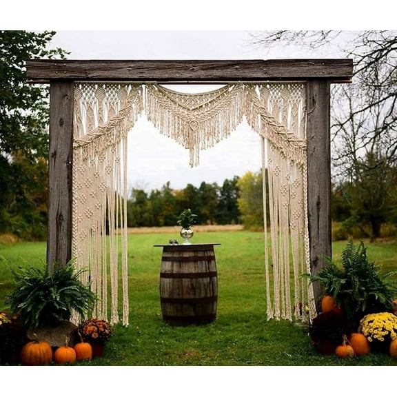 Bohemian Macrame Wedding Backdrop Decor Boho Chic Macrame Wall Hanging Style Macrame Tapestry Macrame Curtain & Macrame Arch (W 75 X L 85)