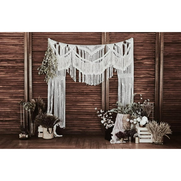 Bohemian Macrame Wedding Backdrop Decor Boho Chic Macrame Wall Hanging Style Macrame Tapestry Macrame Curtain & Macrame Arch (W 75 X L 85)