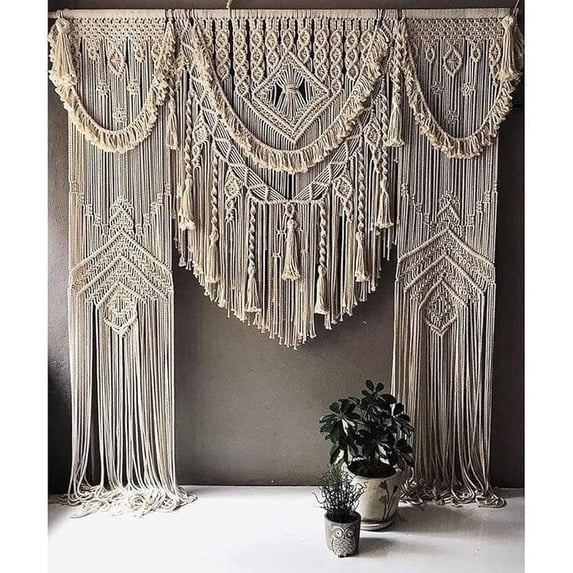 Bohemian Macrame Wedding Backdrop Decor Boho Chic Macrame Wall Hanging Style Macrame Tapestry Macrame Curtain & Macrame Arch