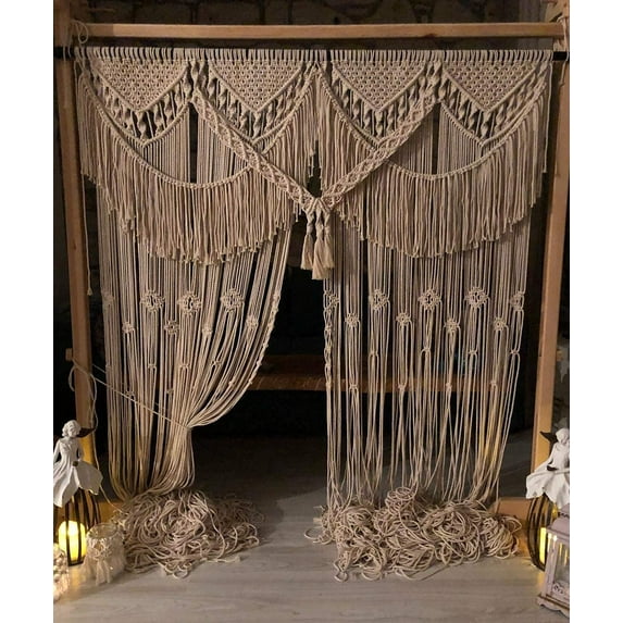 Bohemian Macrame Wedding Backdrop Decor Boho Chic Macrame wall Hanging Style Macrame Tapestry Macrame Curtain & Macrame Arch 70" W x 85" L