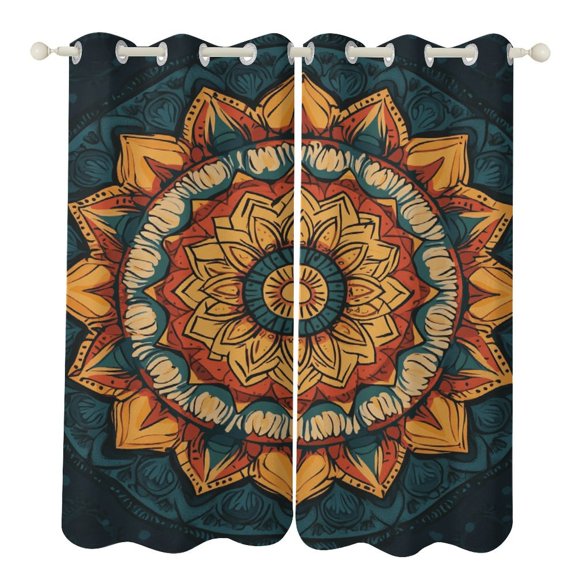 Bohemian Mandala (16) 2 Panels 3D Printing Pattern Curtain for Bedroom Living Room Kitchen Window Decoration Home