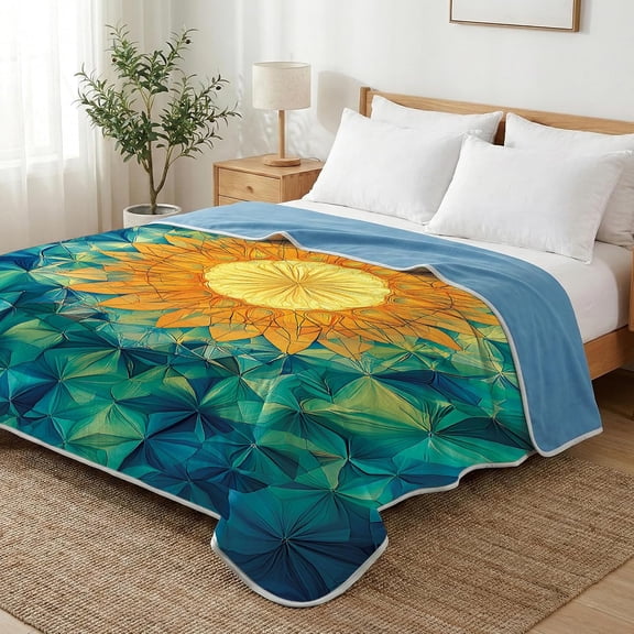 Bohemian Mandala 2-in-1 Reversible Summer Quilt, Dual Sided Warm Milk Velvet and Cool Duvet, Lightweight Breathable All-Season Comforter for Hot Sleepers & Night Sweats 30" x 40"