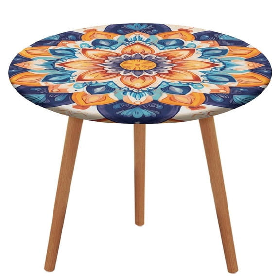 Bohemian Mandala (53) Tablecloth Round Elastic Fitted Waterproof Table Cover Cloth for Dining Room Indoor Outdoor Decor